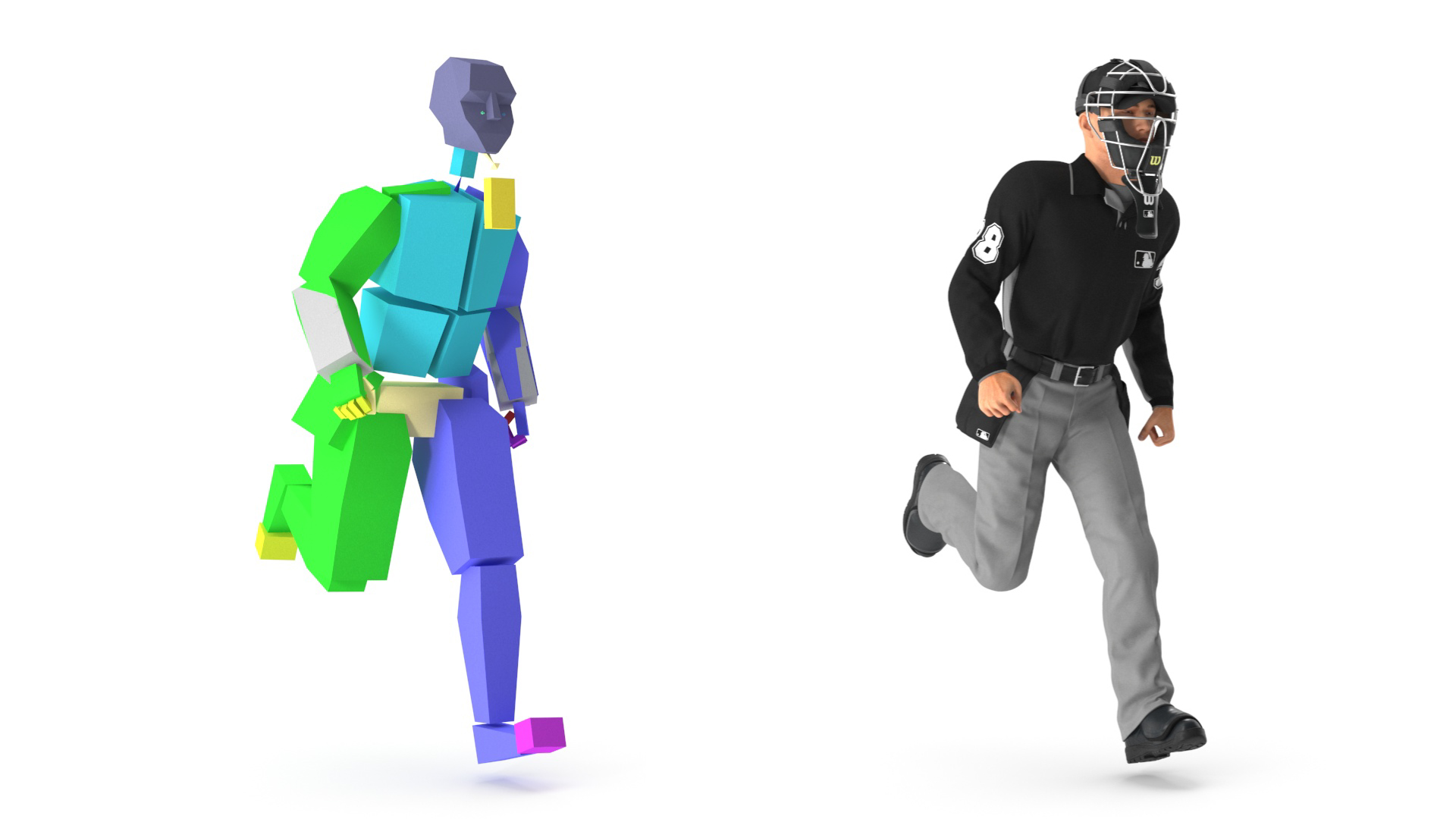 3D Baseball Umpire with Protective Mask Rigged model