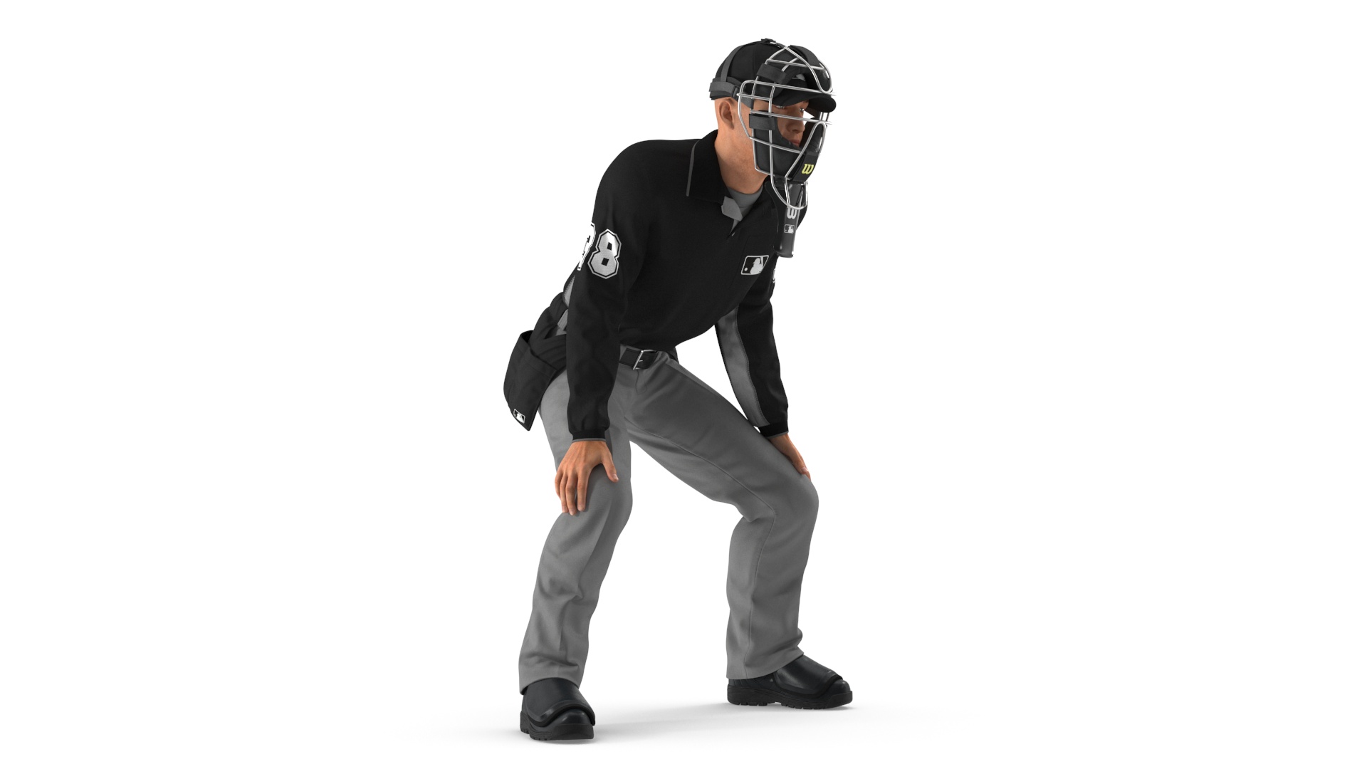 3D Baseball Umpire with Protective Mask Rigged model