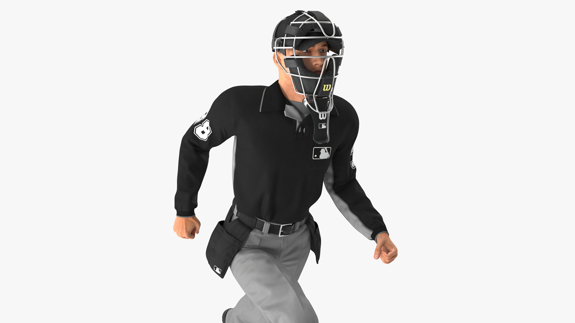 3D Baseball Umpire with Protective Mask Rigged model