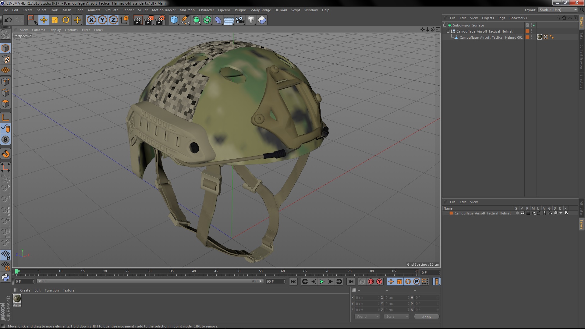 Camouflage Airsoft Tactical Helmet 3D model