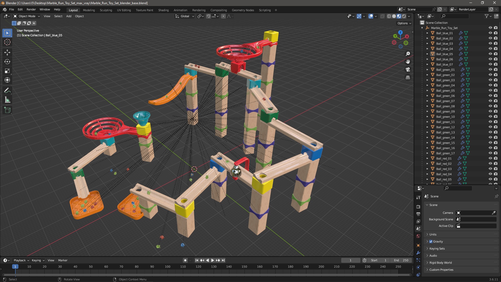 3D Marble Run Toy Set model