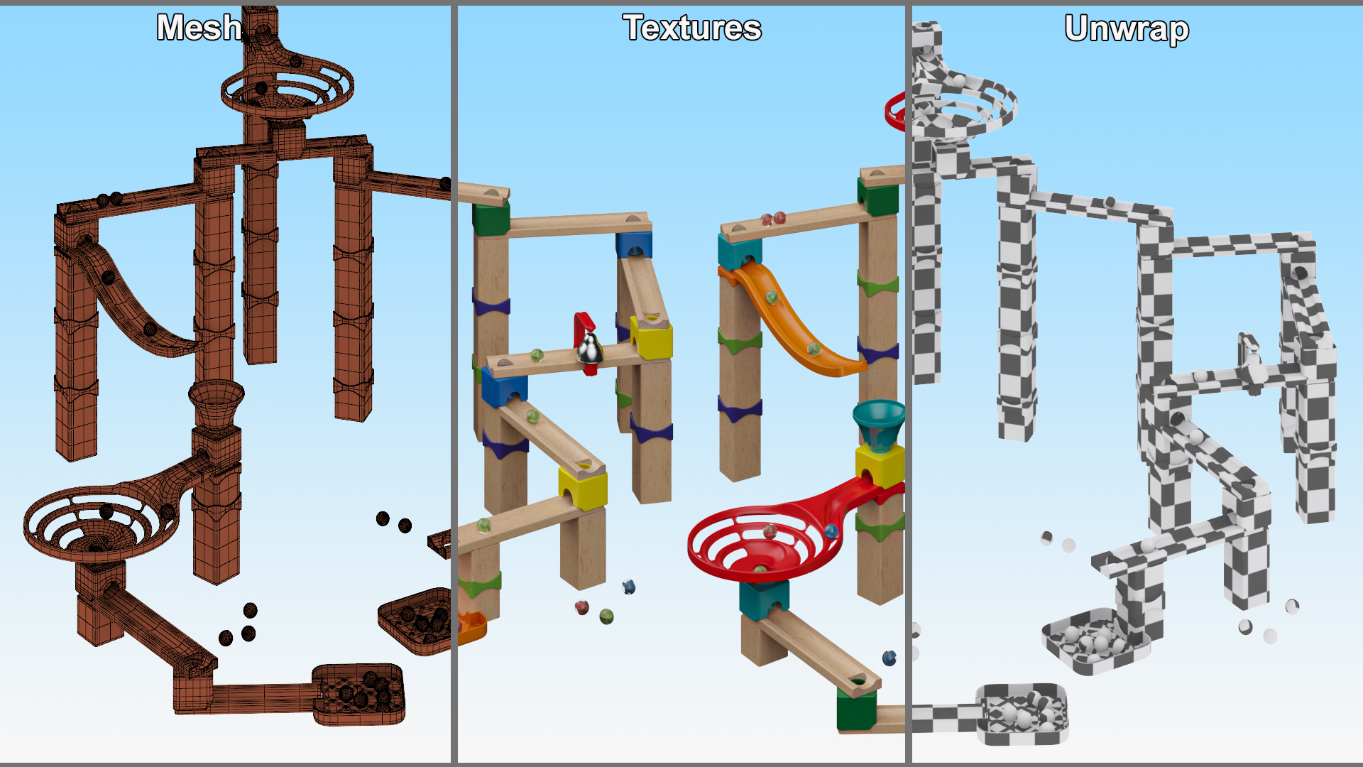 3D Marble Run Toy Set model