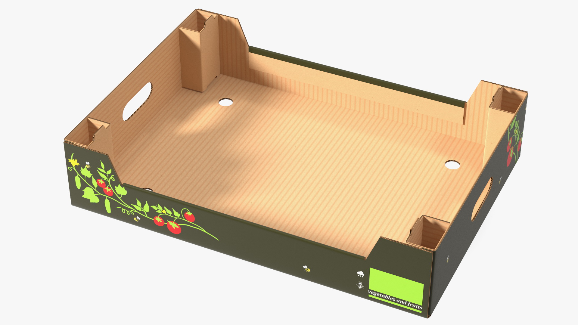 3D model Cardboard Fruit Tray Box with Print
