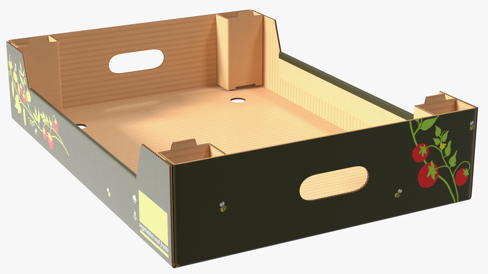 3D model Cardboard Fruit Tray Box with Print