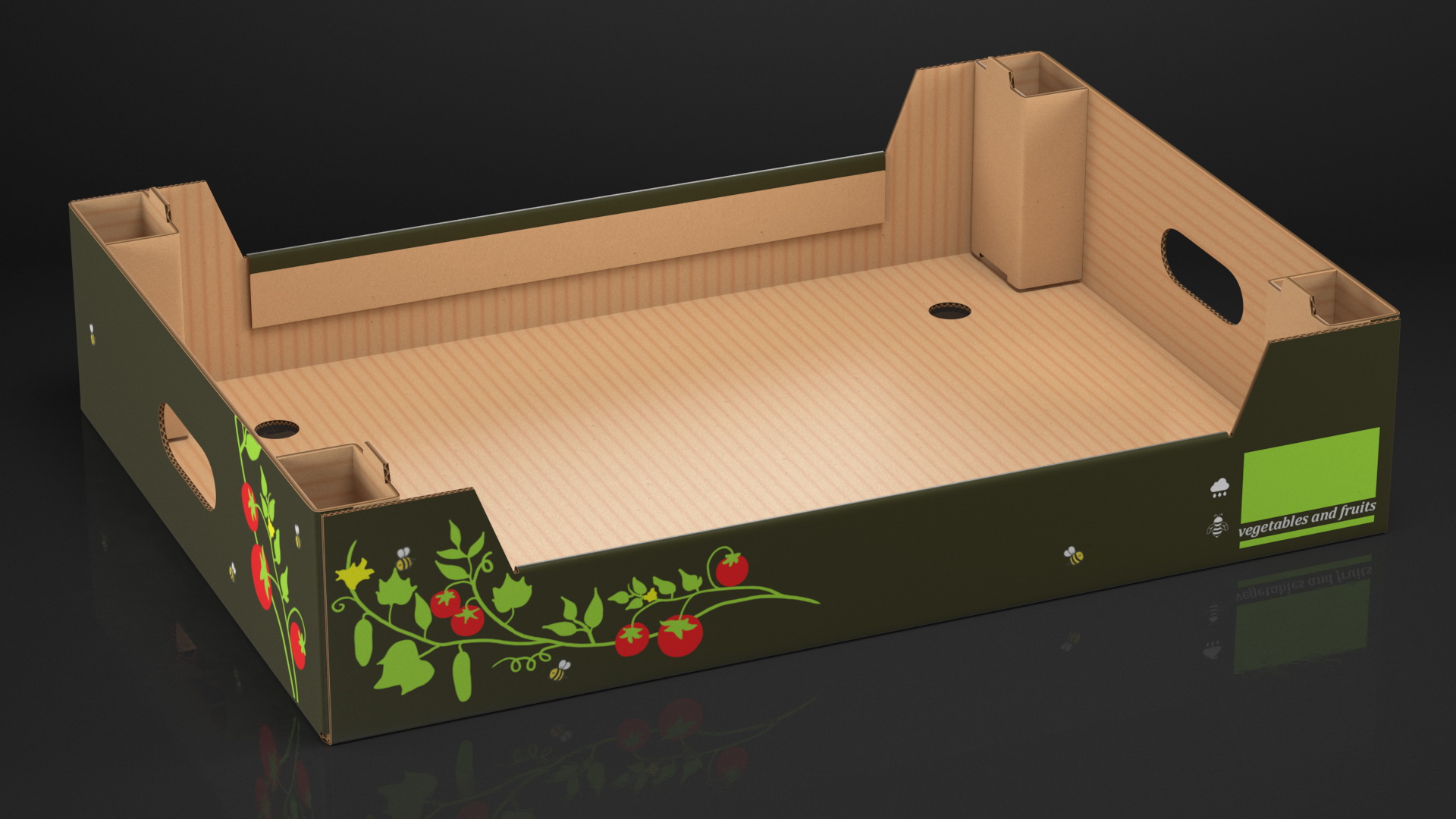3D model Cardboard Fruit Tray Box with Print
