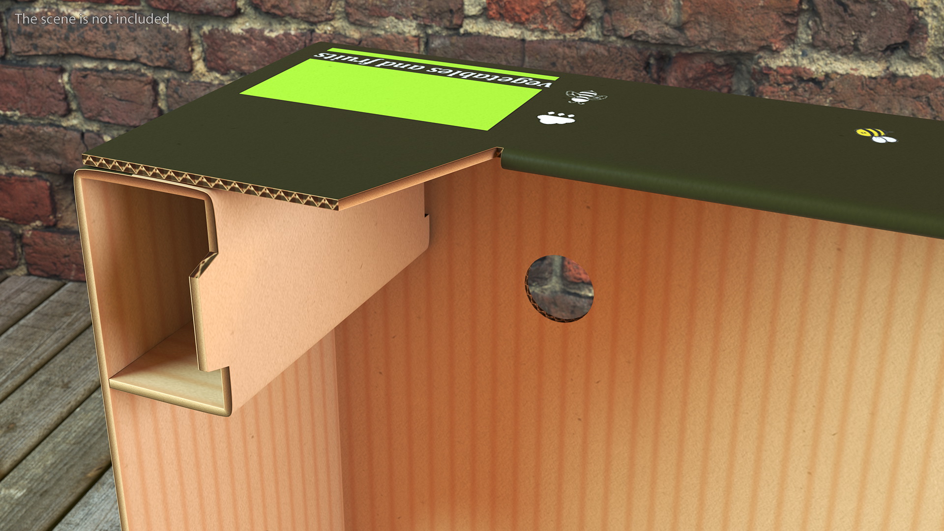 3D model Cardboard Fruit Tray Box with Print
