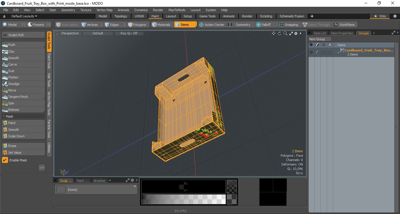 3D model Cardboard Fruit Tray Box with Print