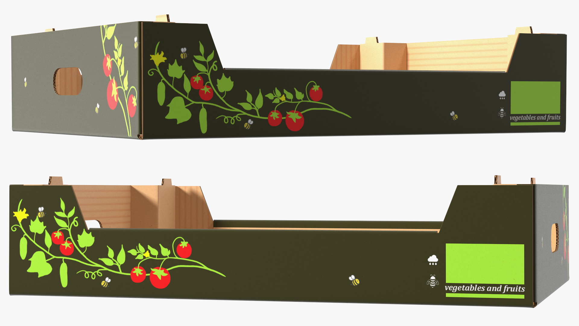 3D model Cardboard Fruit Tray Box with Print