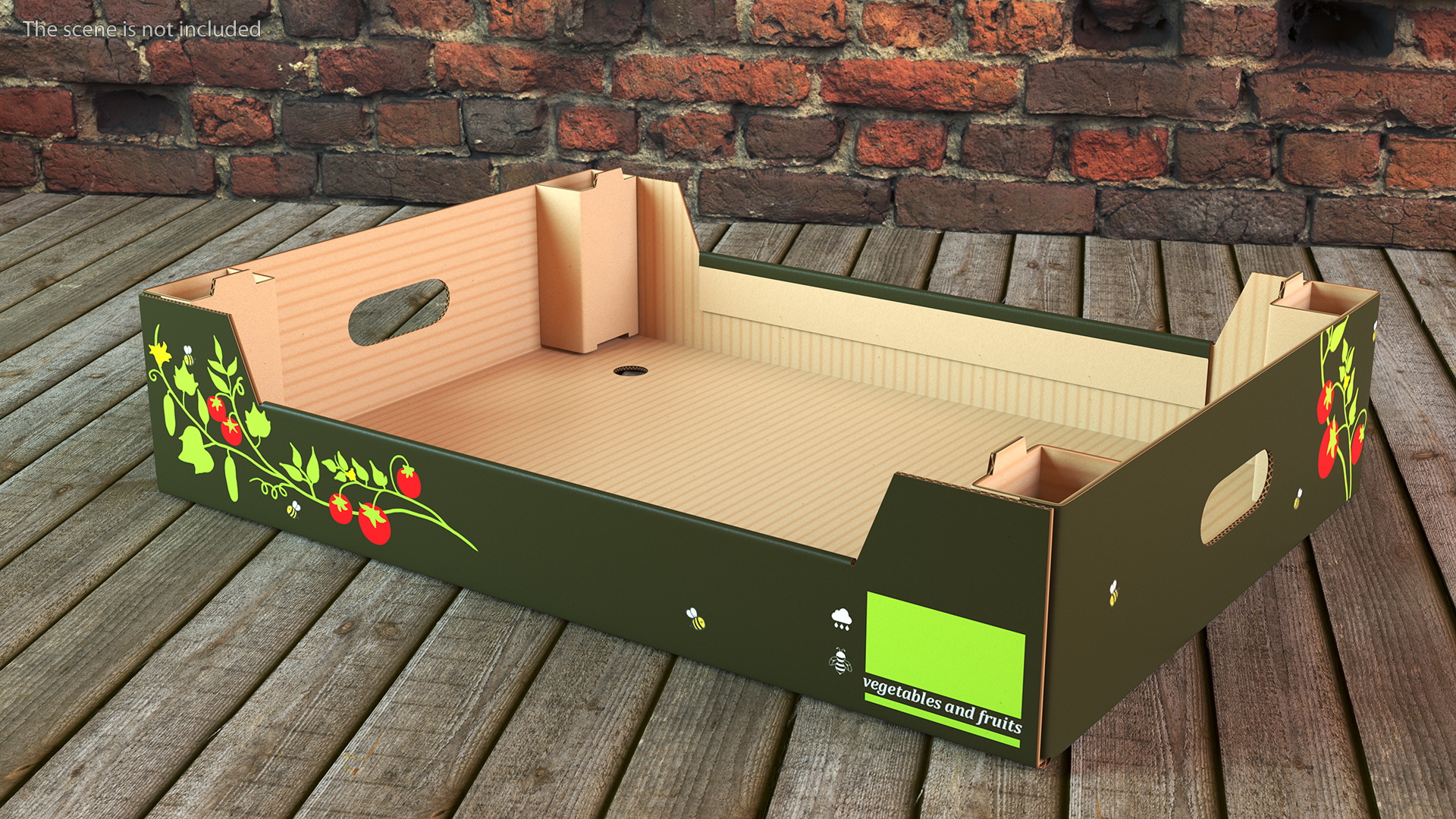 3D model Cardboard Fruit Tray Box with Print