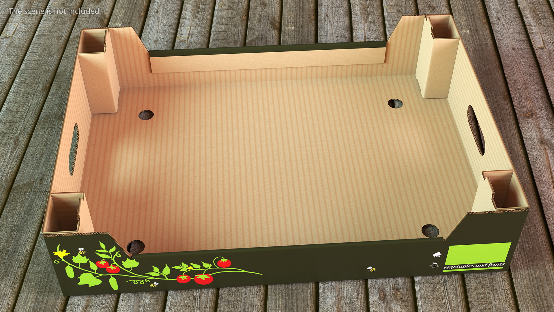 3D model Cardboard Fruit Tray Box with Print