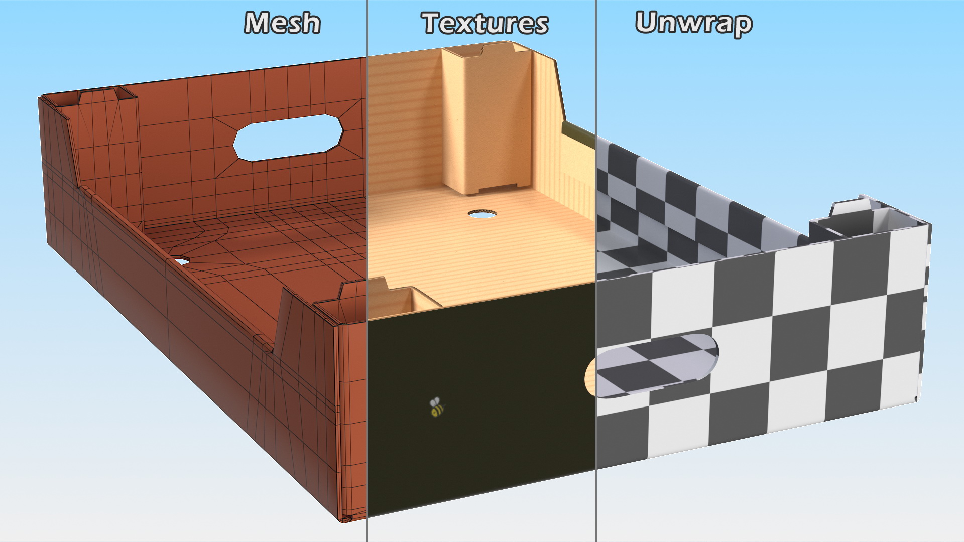 3D model Cardboard Fruit Tray Box with Print