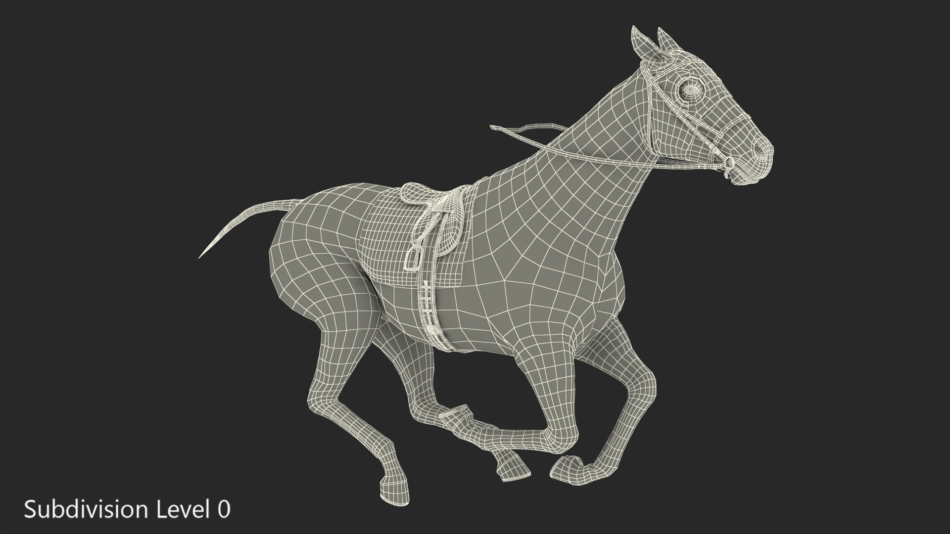3D model Racehorse Gallop Pose Fur