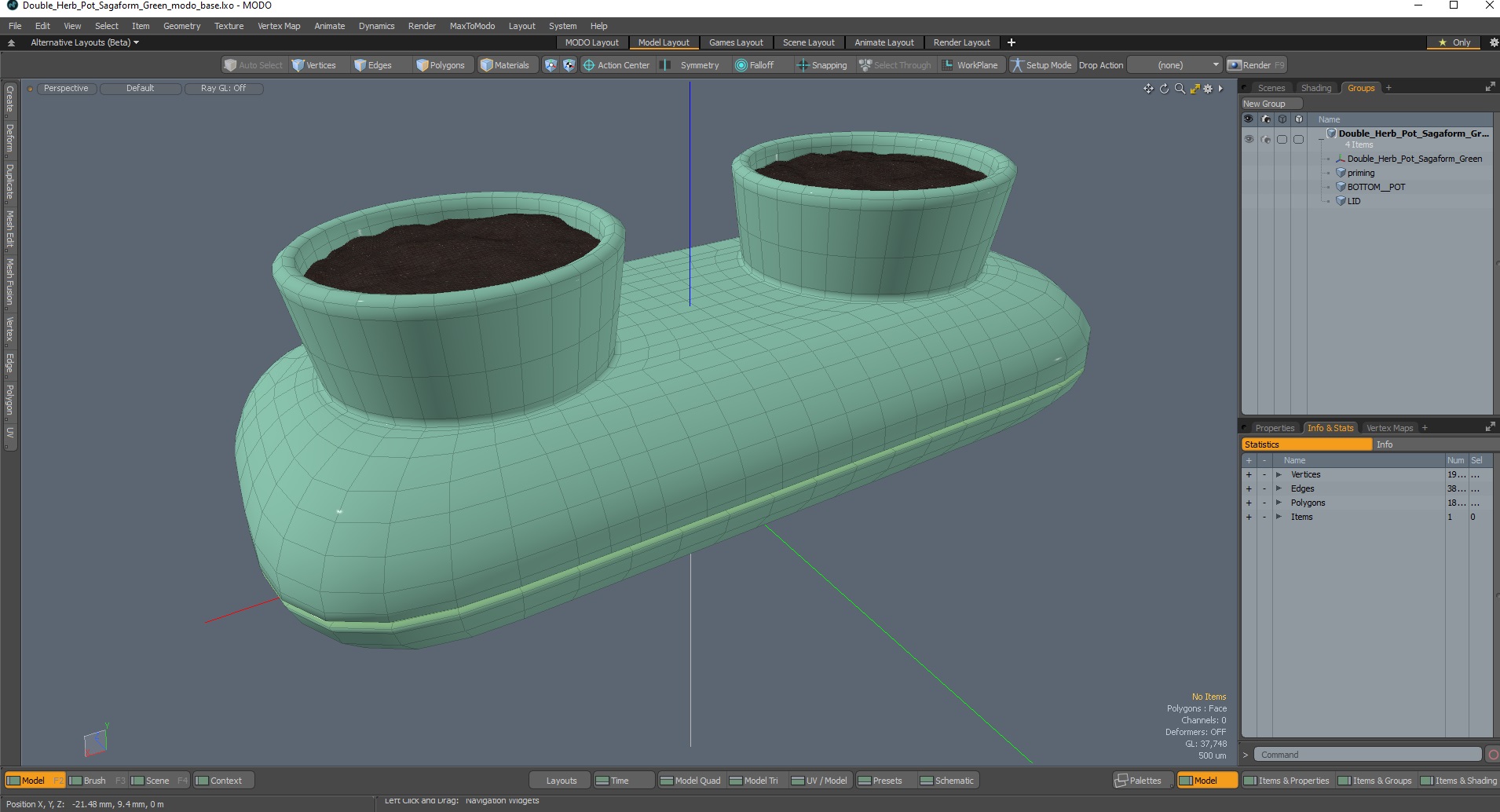 3D model Double Herb Pot Sagaform Green