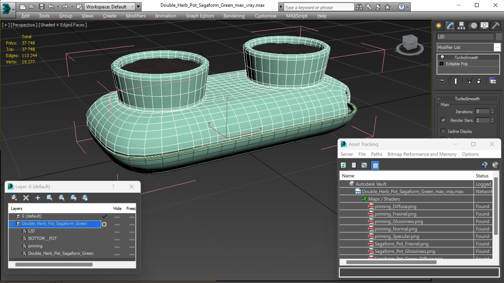 3D model Double Herb Pot Sagaform Green
