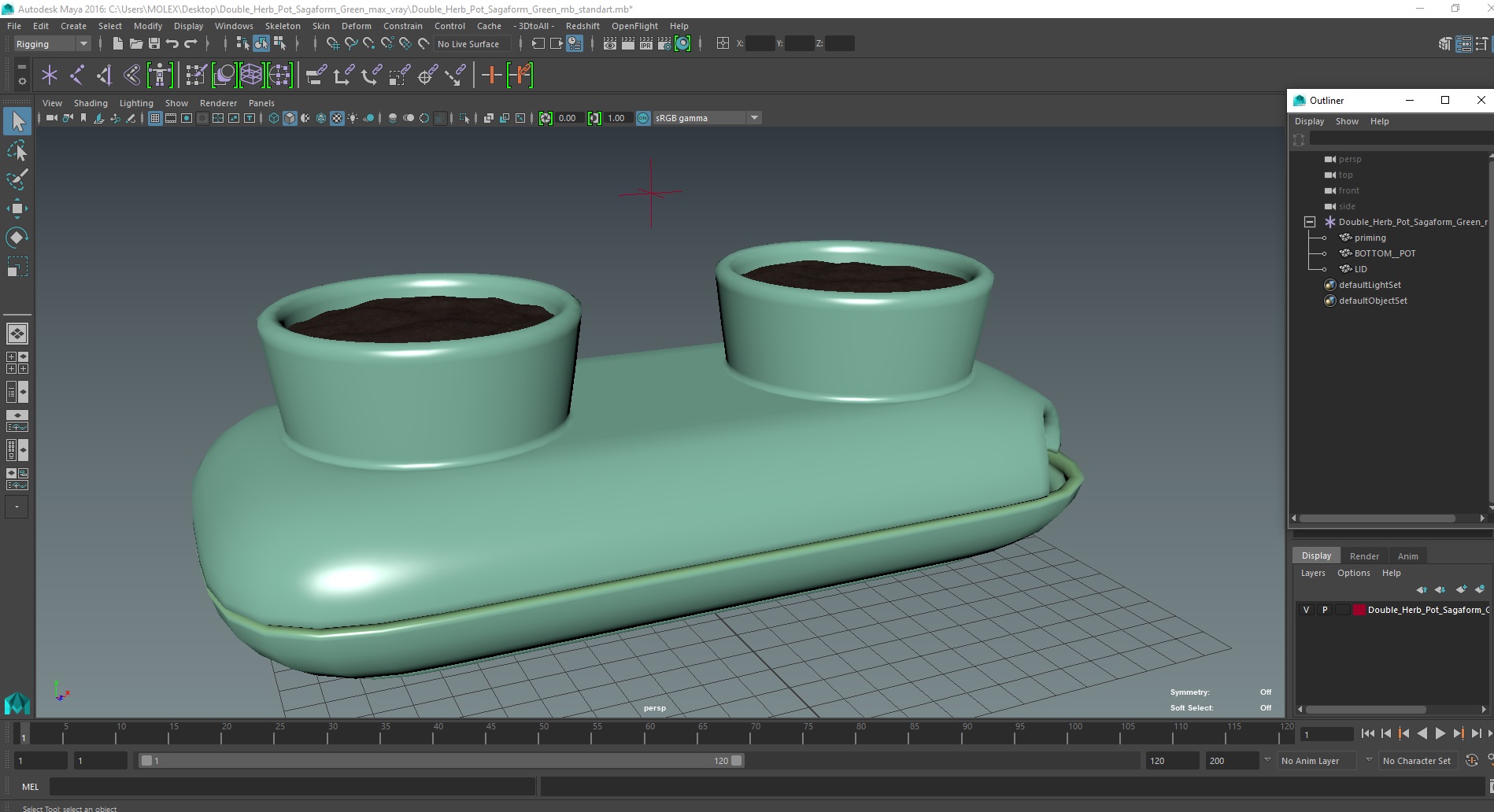 3D model Double Herb Pot Sagaform Green