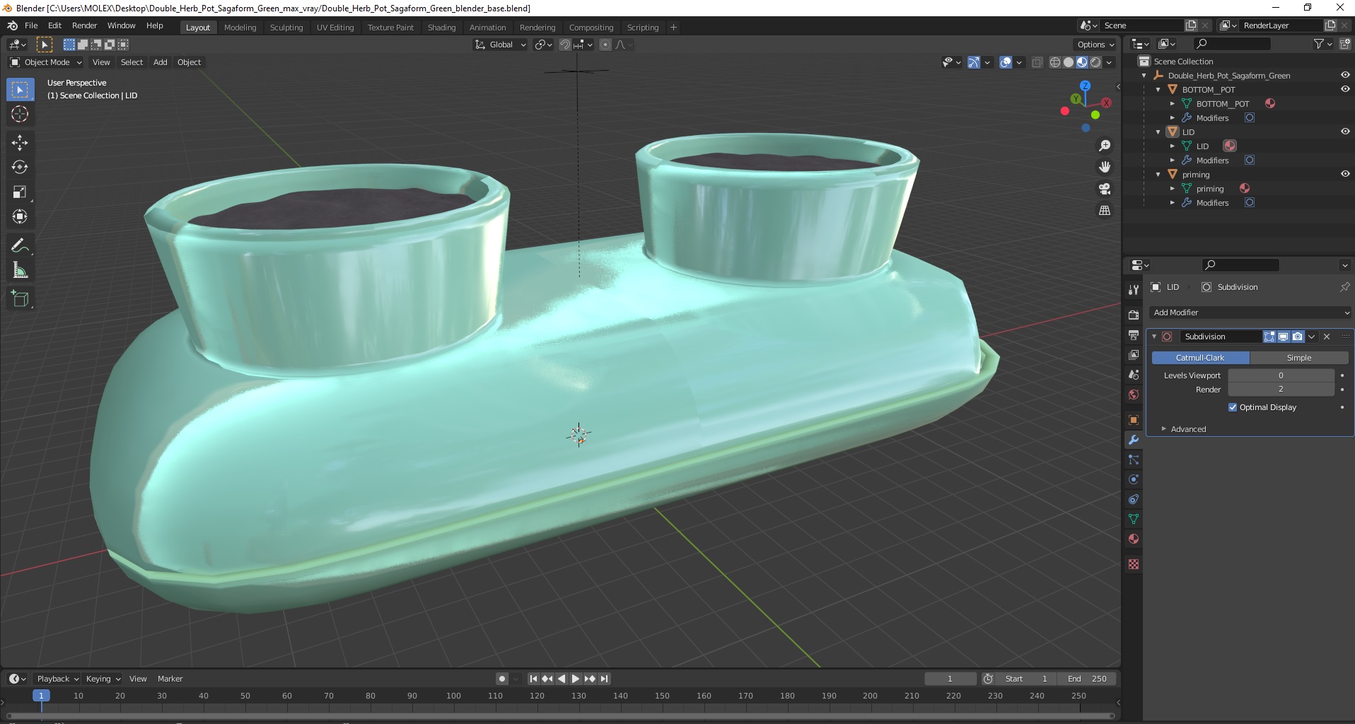 3D model Double Herb Pot Sagaform Green