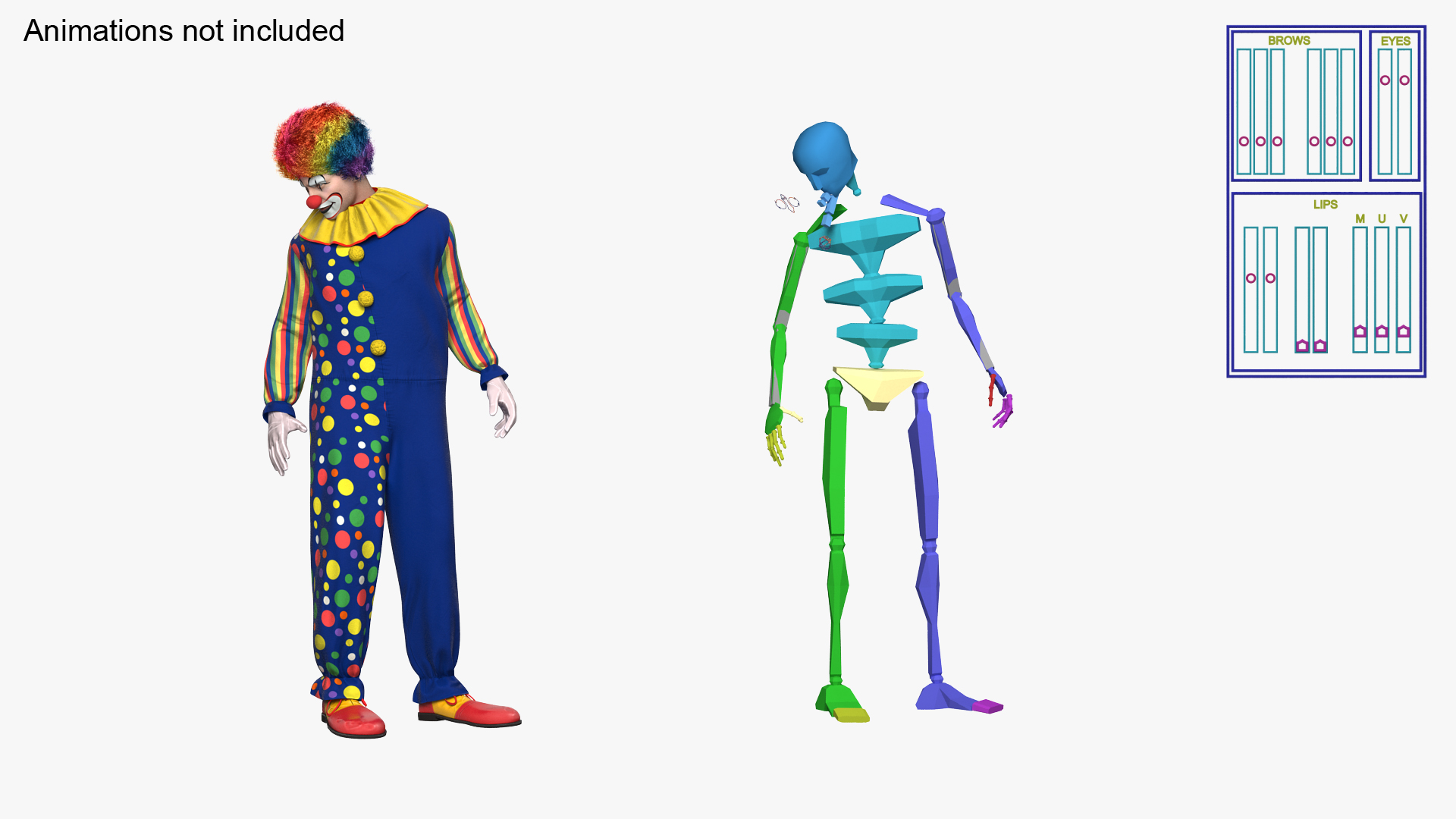 3D model Funny Clown Costume Rigged Fur