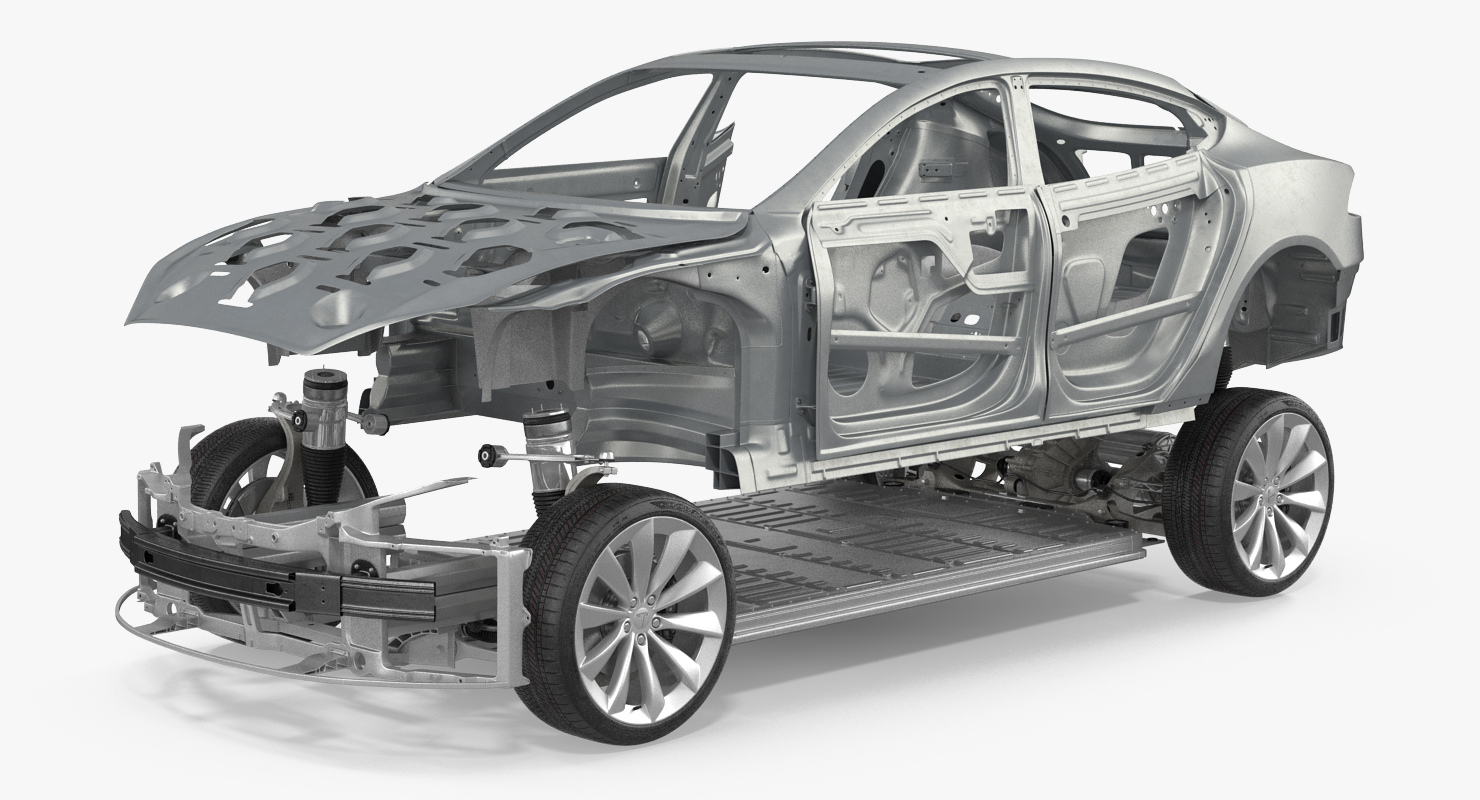 3D Tesla Model S Frame and Chassis Rigged model