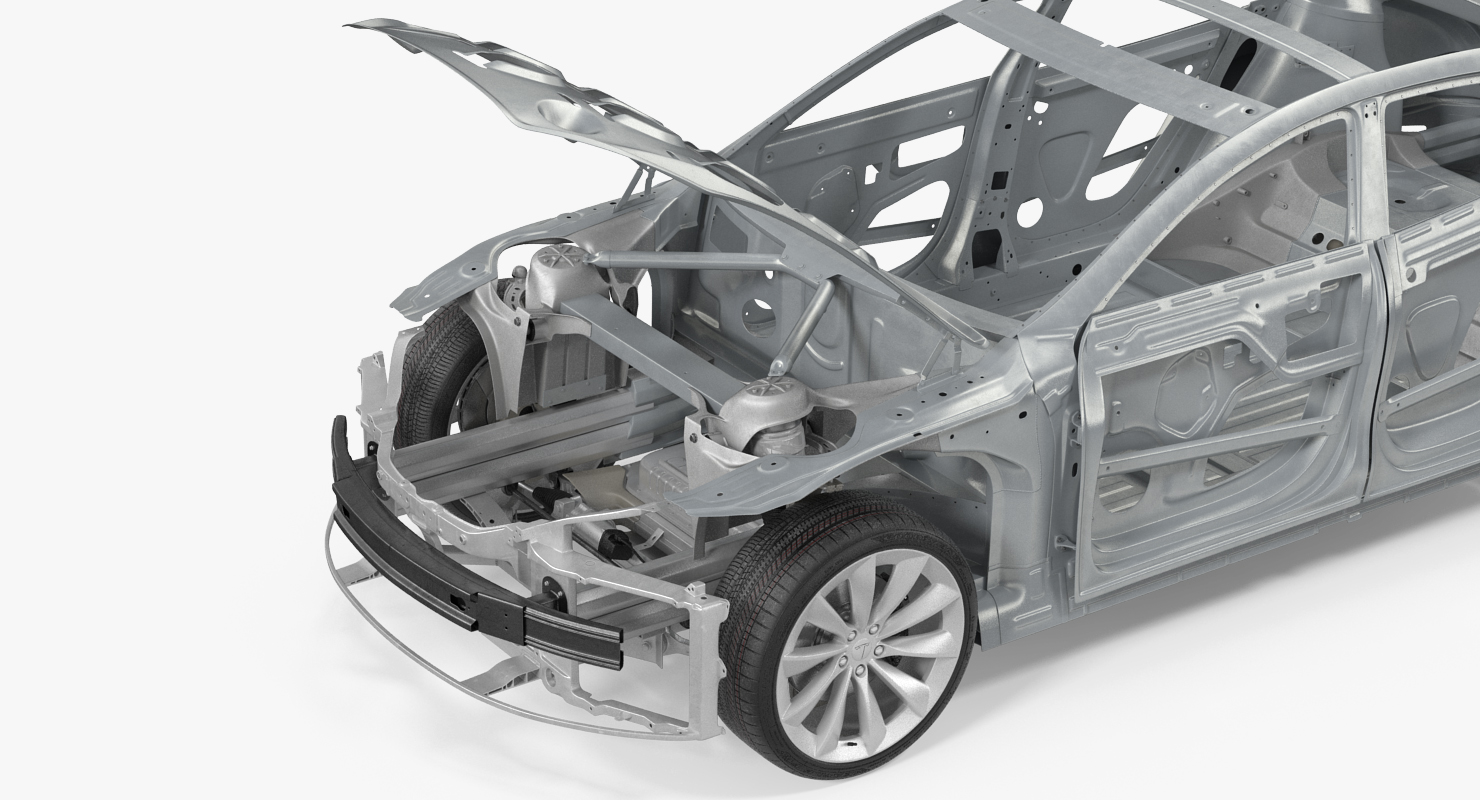 3D Tesla Model S Frame and Chassis Rigged model