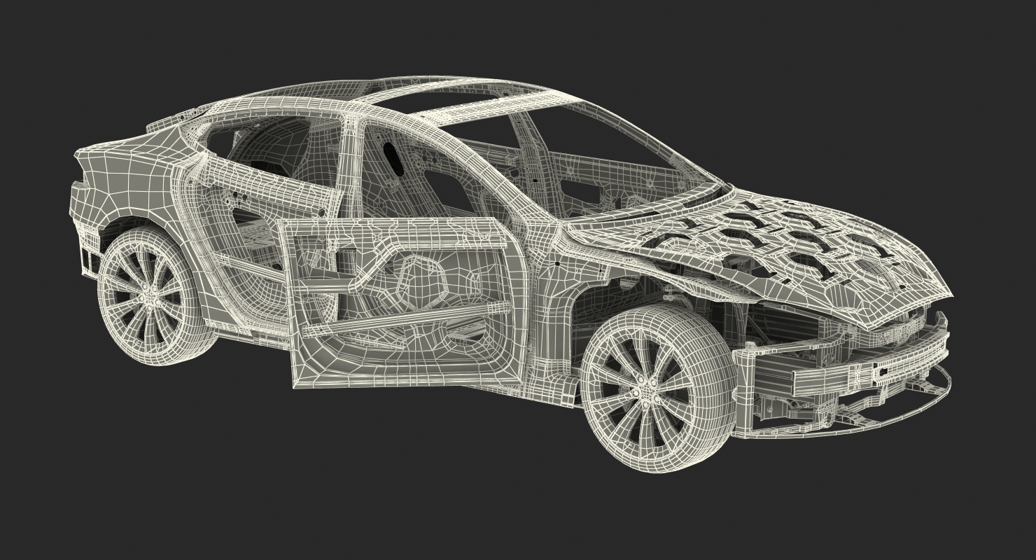 3D Tesla Model S Frame and Chassis Rigged model