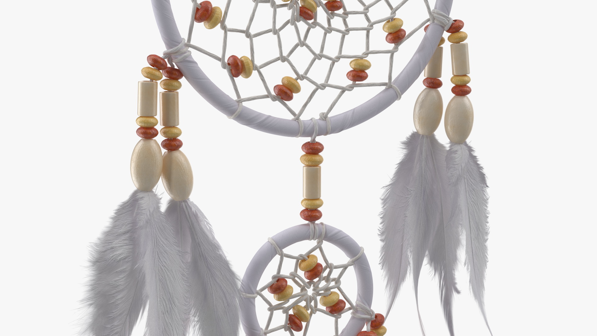 Small Dreamcatcher with Feathers and Beads 3D