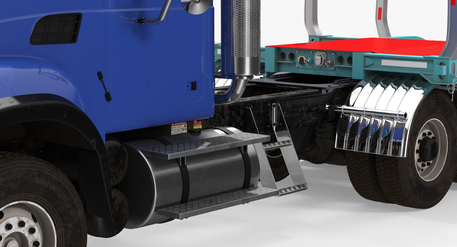 Truck with Empty Logging Trailer 3D
