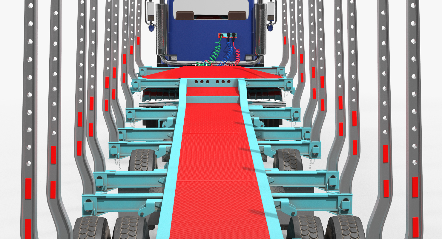 Truck with Empty Logging Trailer 3D