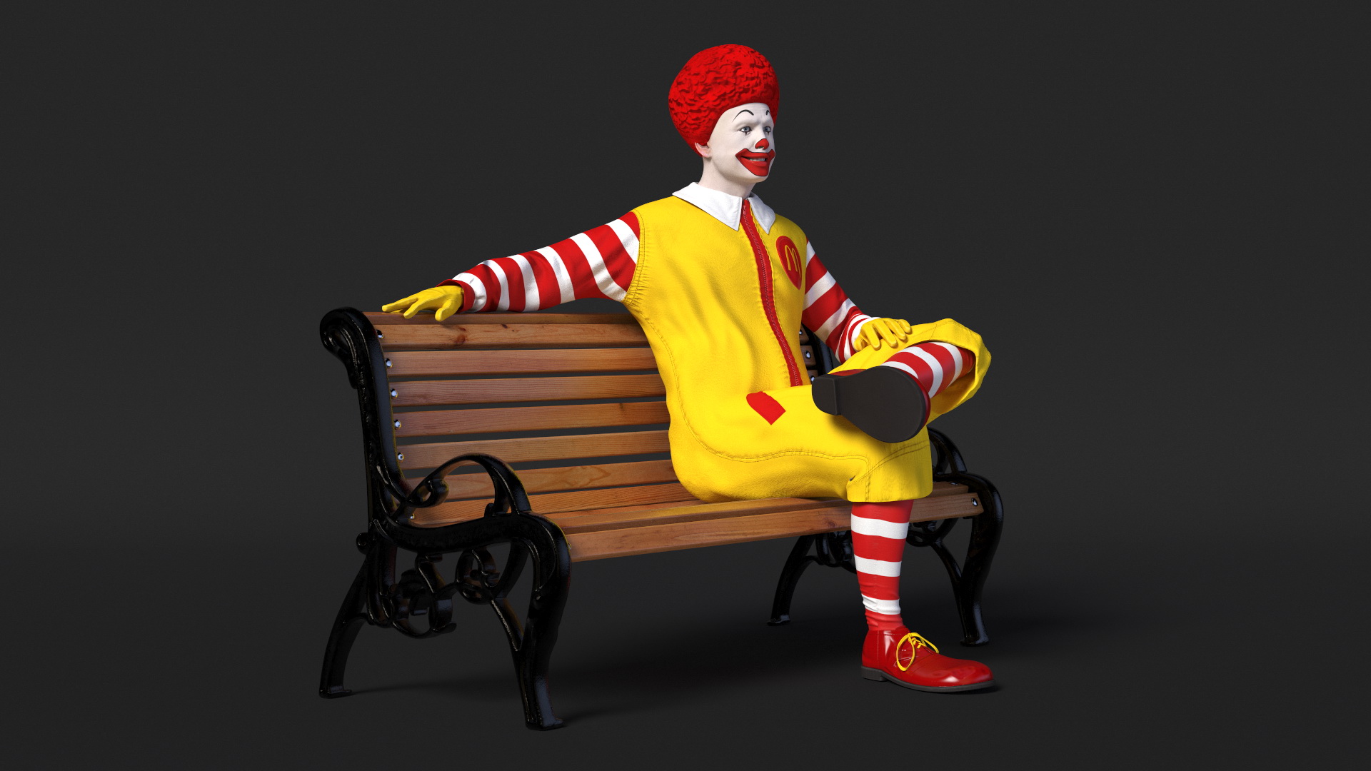 McDonalds Clown Bench Sitting Pose 3D model