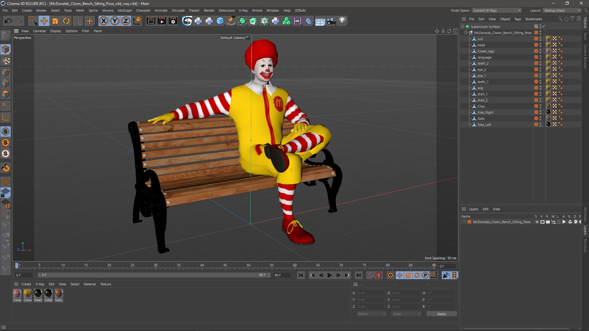 McDonalds Clown Bench Sitting Pose 3D model