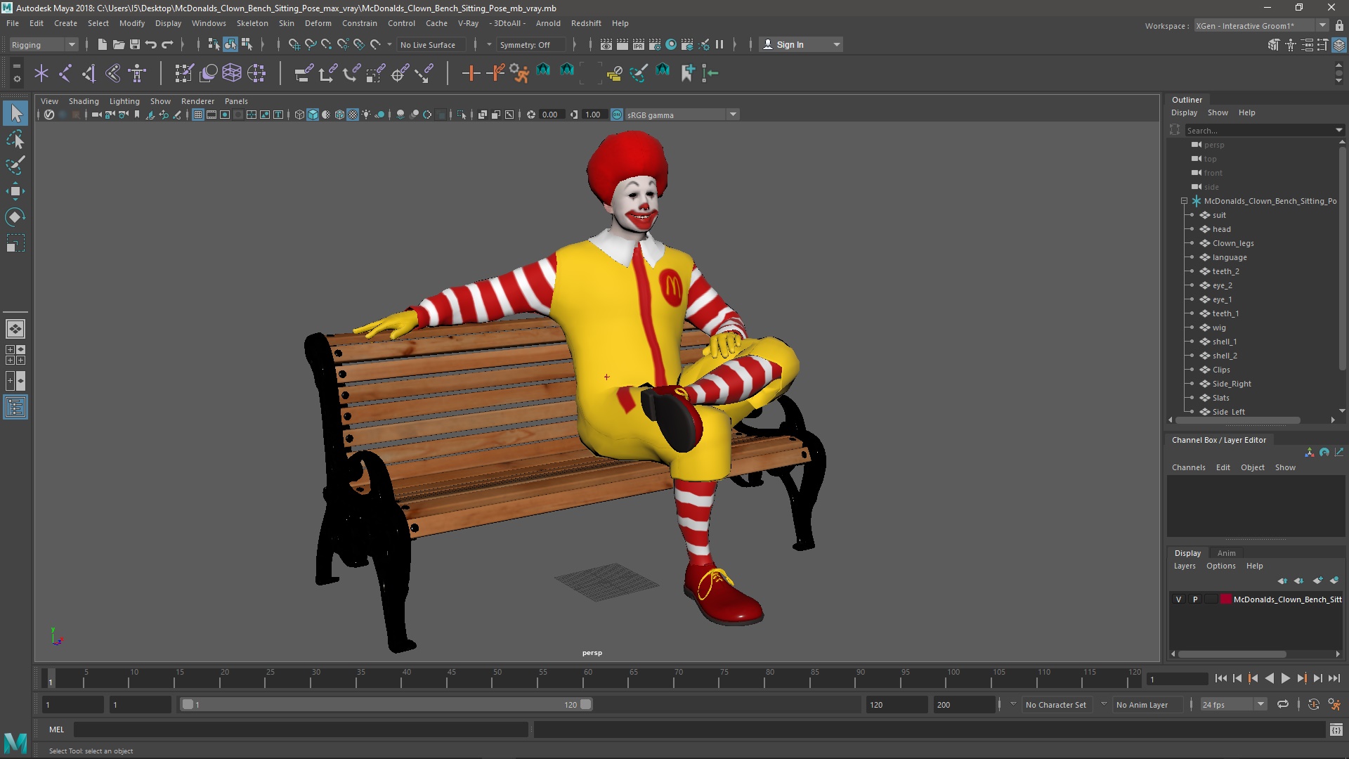 McDonalds Clown Bench Sitting Pose 3D model