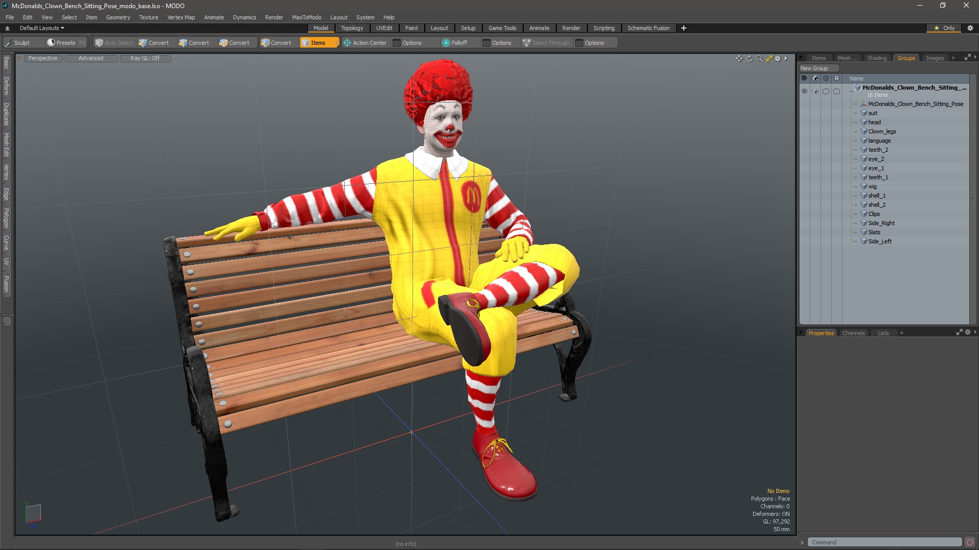 McDonalds Clown Bench Sitting Pose 3D model