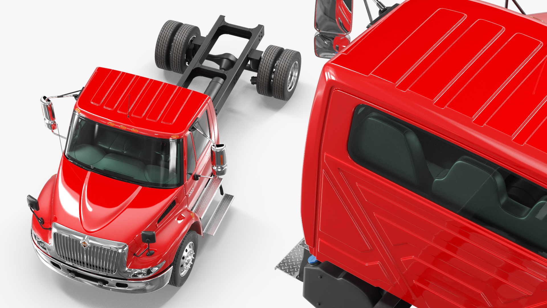 International DuraStar 4300 Chassis Truck Red, view 4
