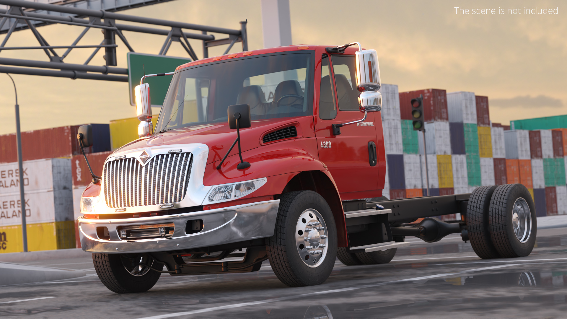 International DuraStar 4300 Chassis Truck Red, view 2