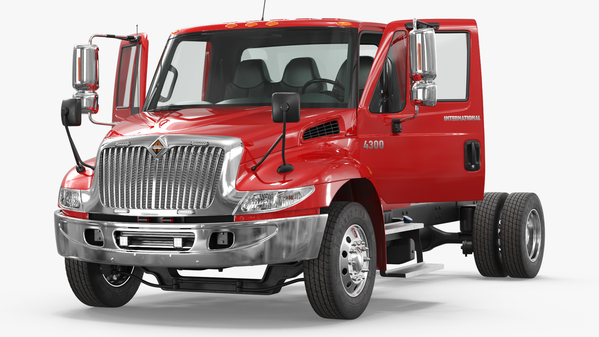 International DuraStar 4300 Chassis Truck Red, view 6