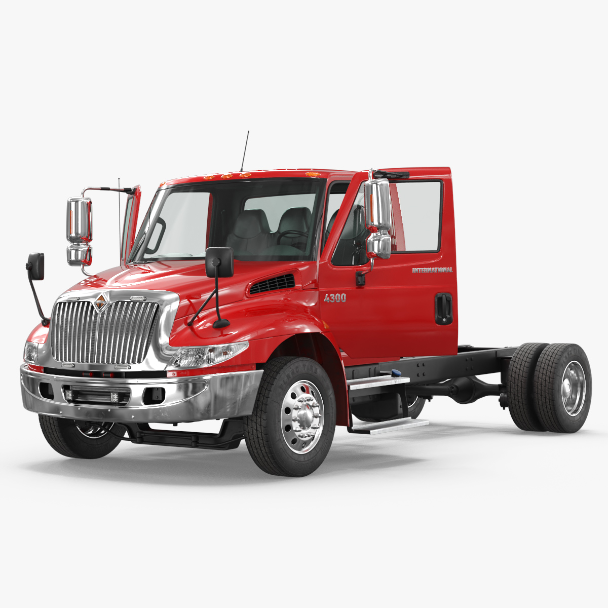 International DuraStar 4300 Chassis Truck Red 3D model preview
