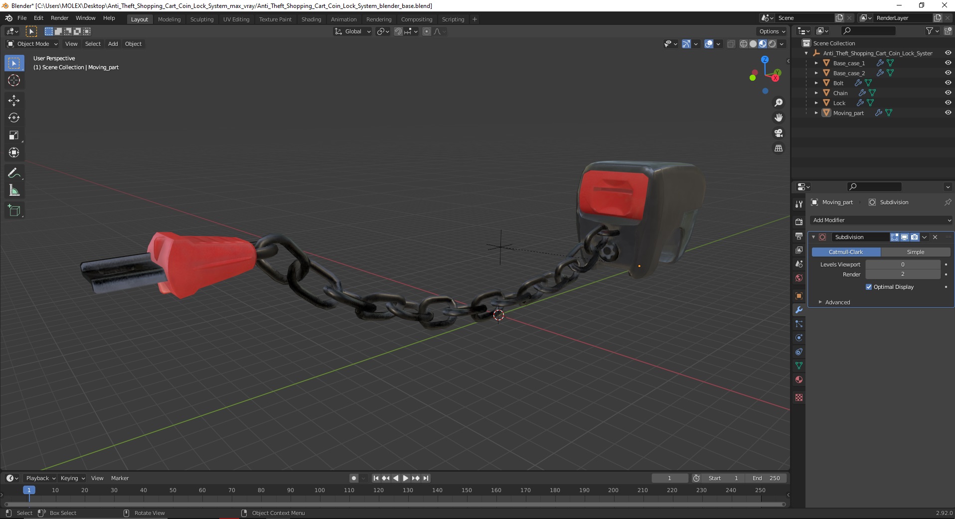 3D Anti Theft Shopping Cart Coin Lock System