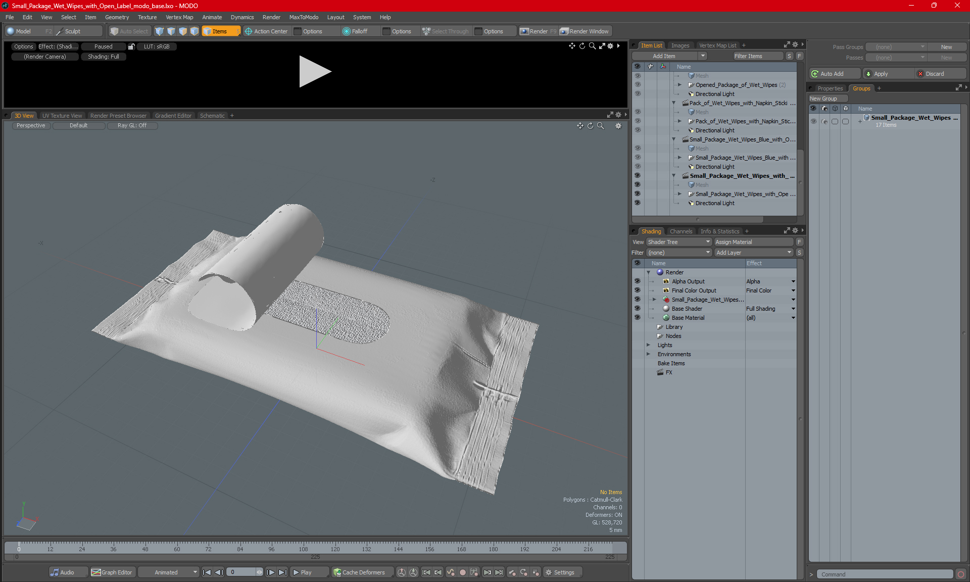 Small Package Wet Wipes with Open Label 3D model