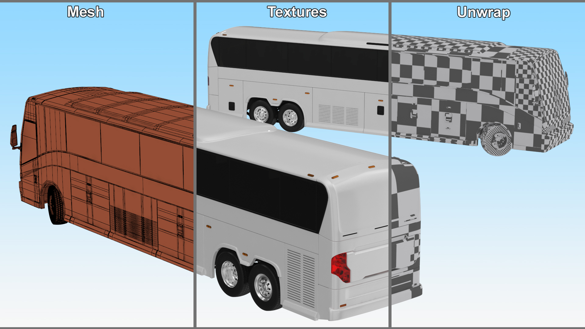 3D Charter Bus Rigged model