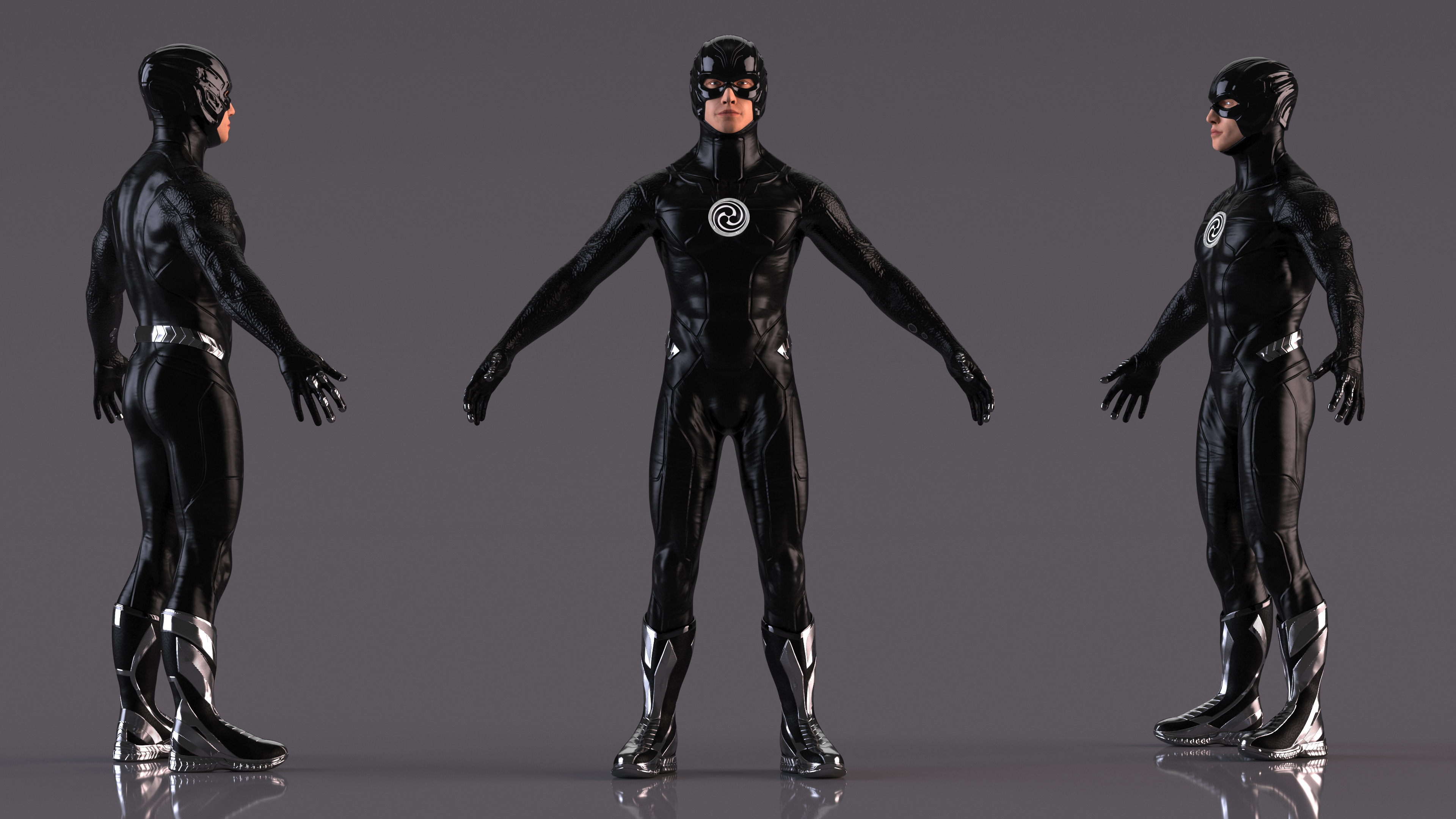 3D Black Suit Superhero Rigged for Cinema 4D