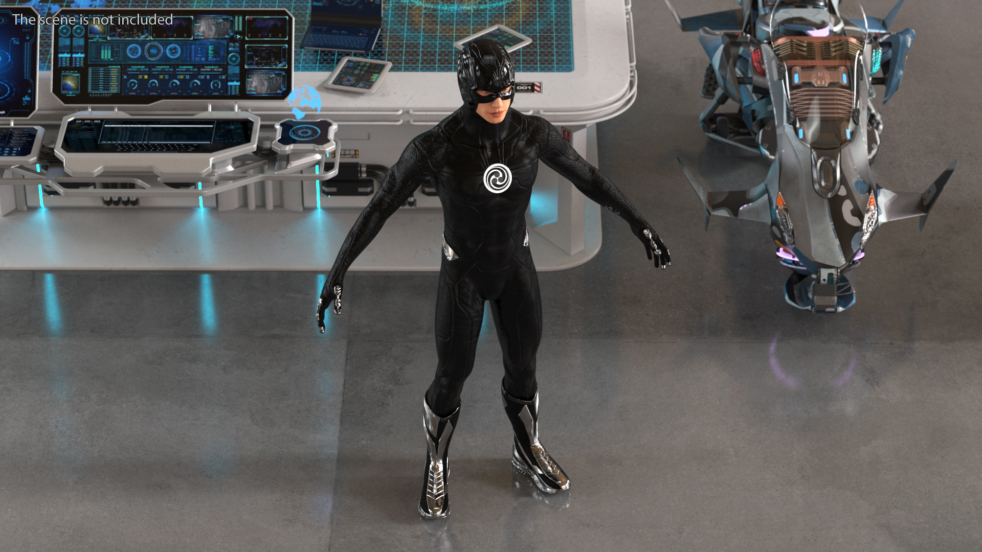 3D Black Suit Superhero Rigged for Cinema 4D