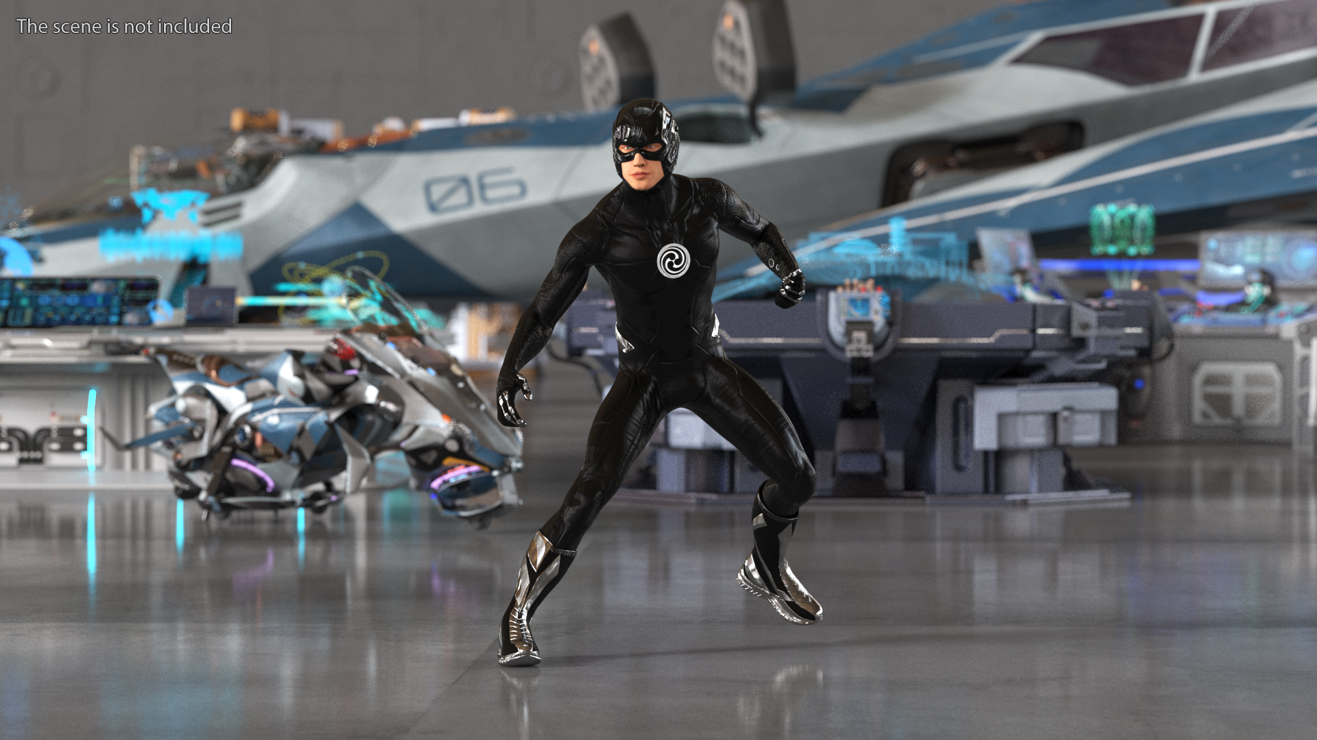 3D Black Suit Superhero Rigged for Cinema 4D