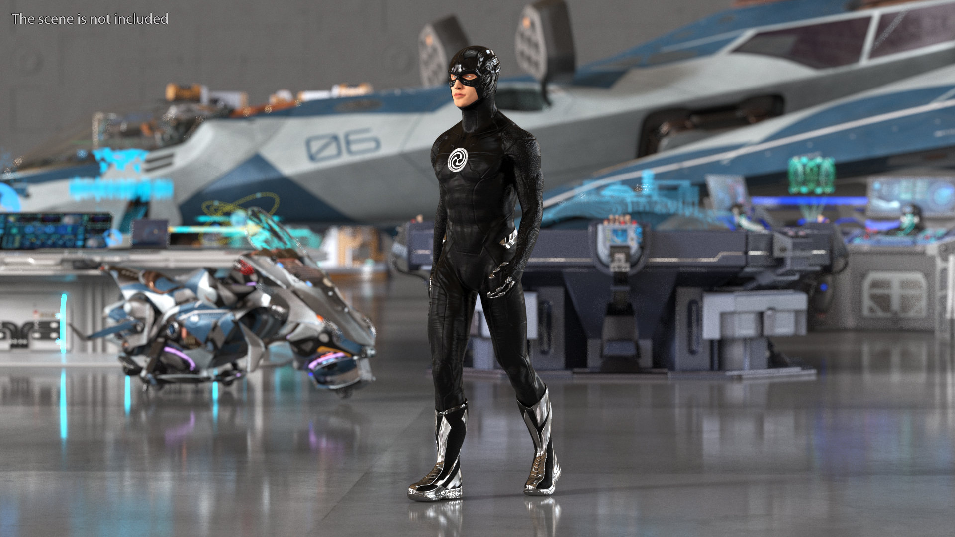 3D Black Suit Superhero Rigged for Cinema 4D
