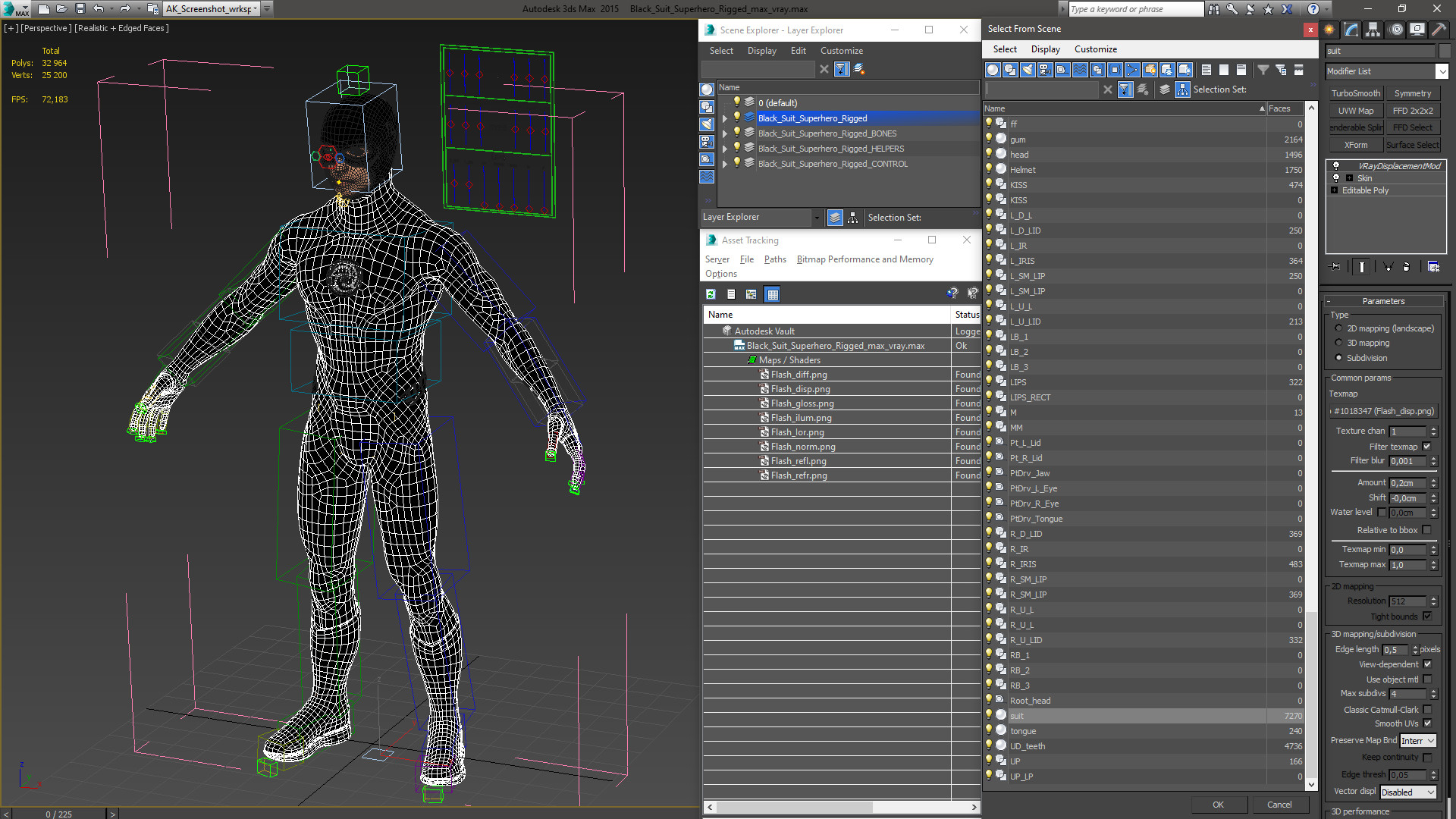 3D Black Suit Superhero Rigged for Cinema 4D