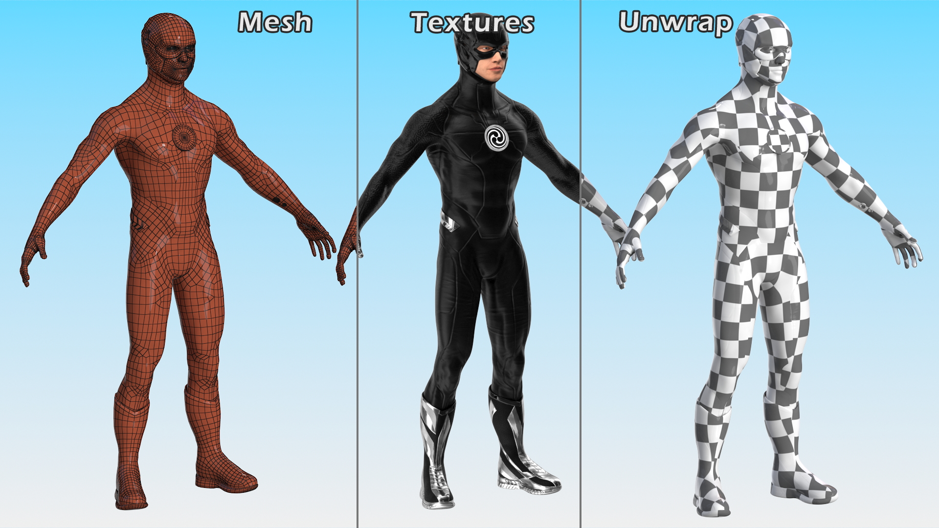 3D Black Suit Superhero Rigged for Cinema 4D