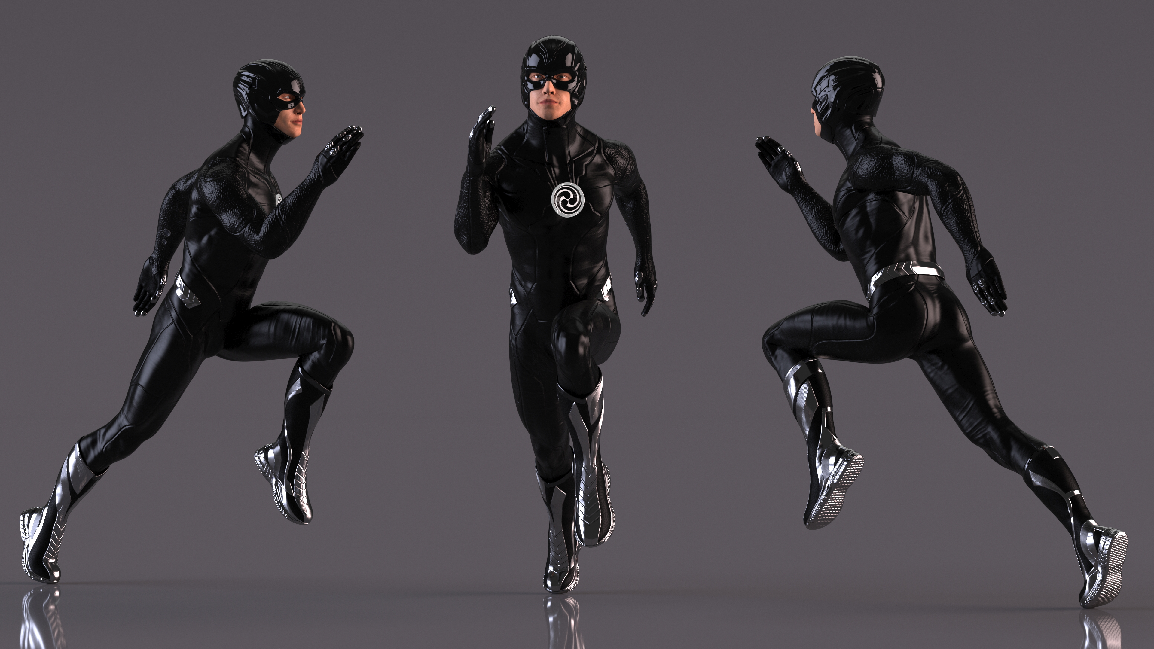3D Black Suit Superhero Rigged for Cinema 4D
