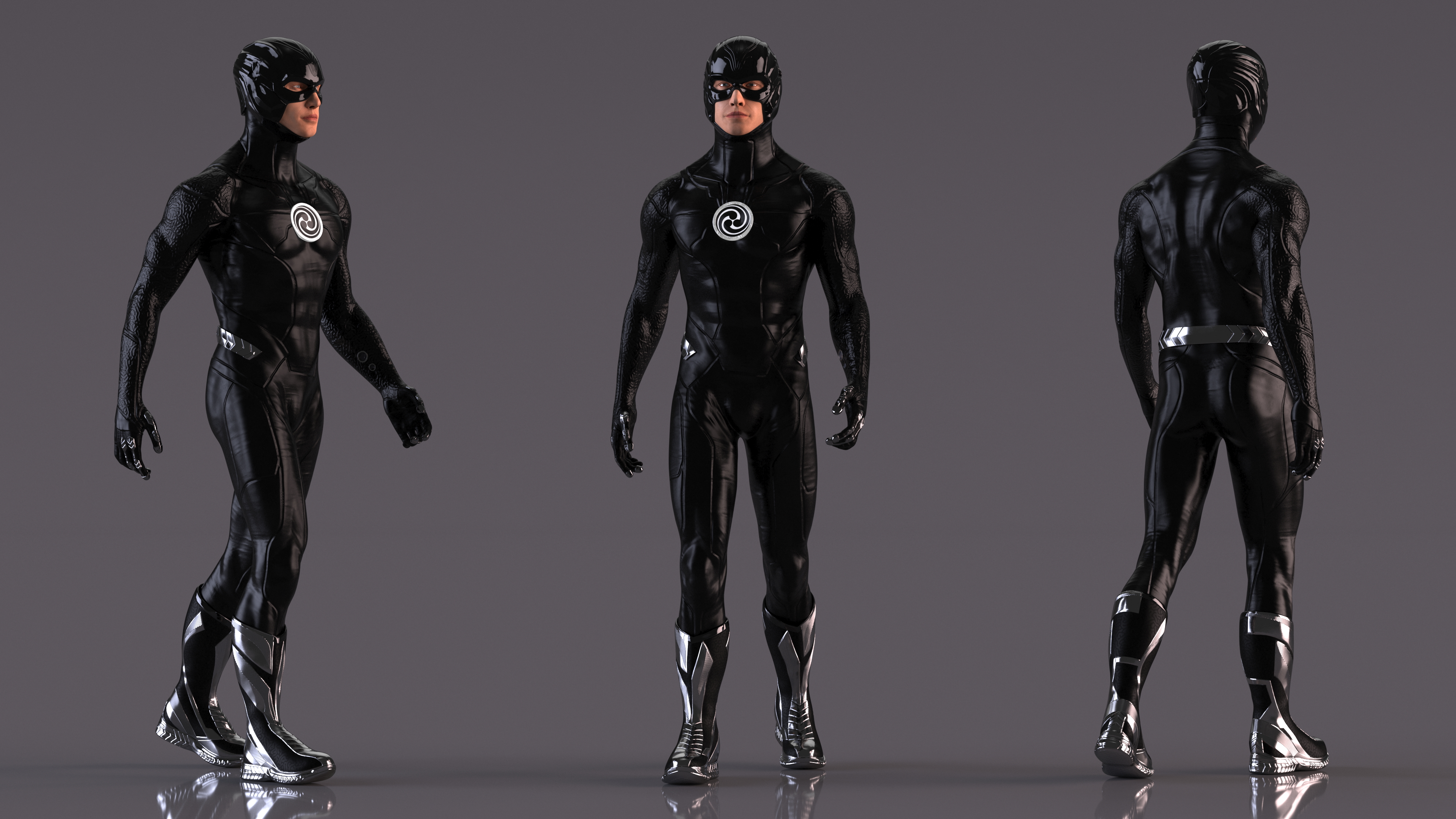 3D Black Suit Superhero Rigged for Cinema 4D