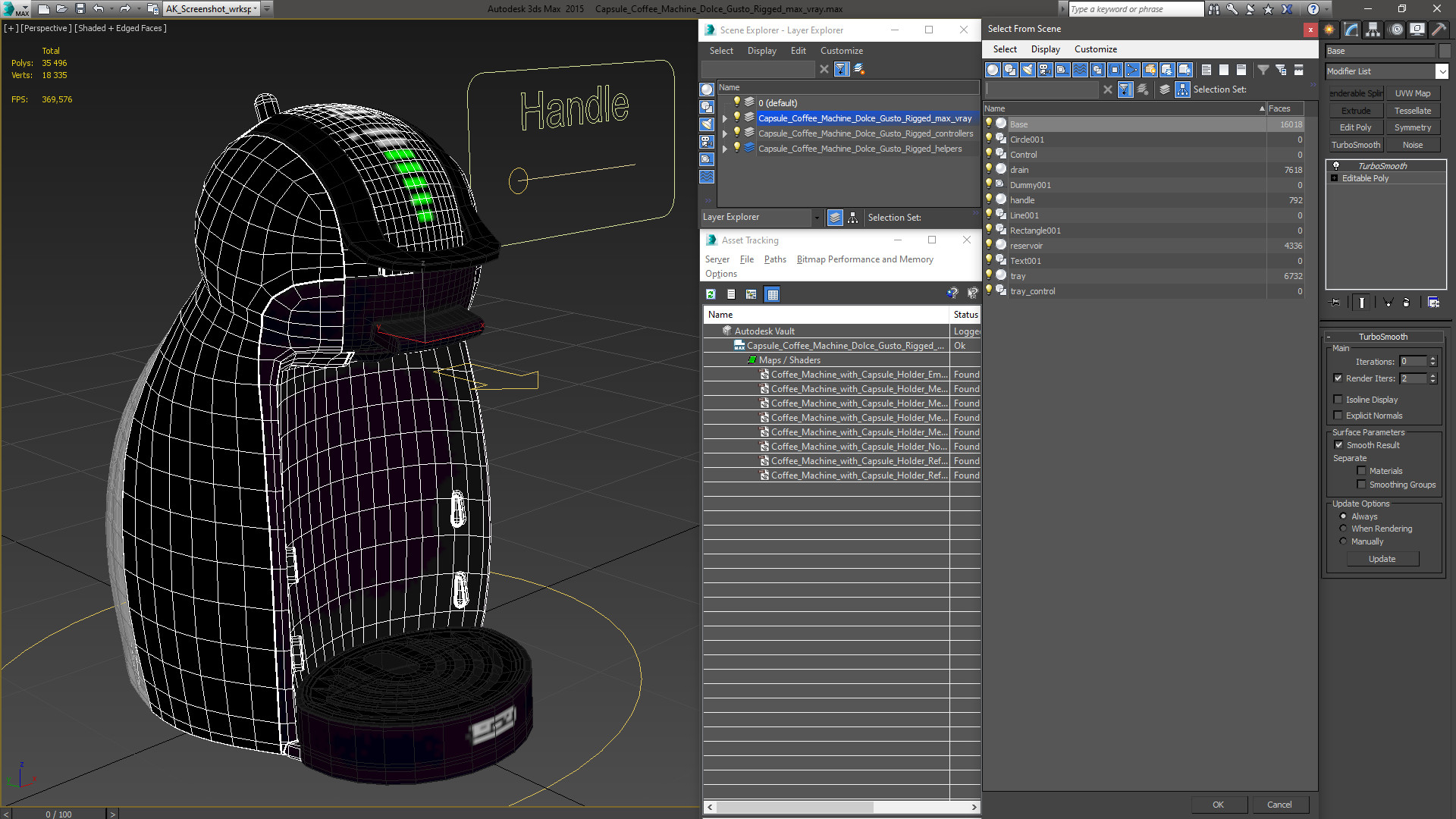 3D Capsule Coffee Machine Dolce Gusto Rigged