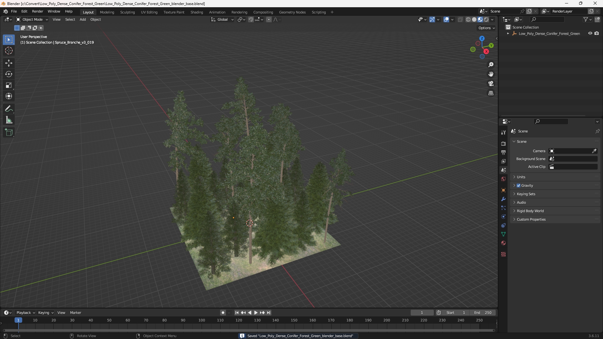 Low Poly Dense Conifer Forest Green - view 10