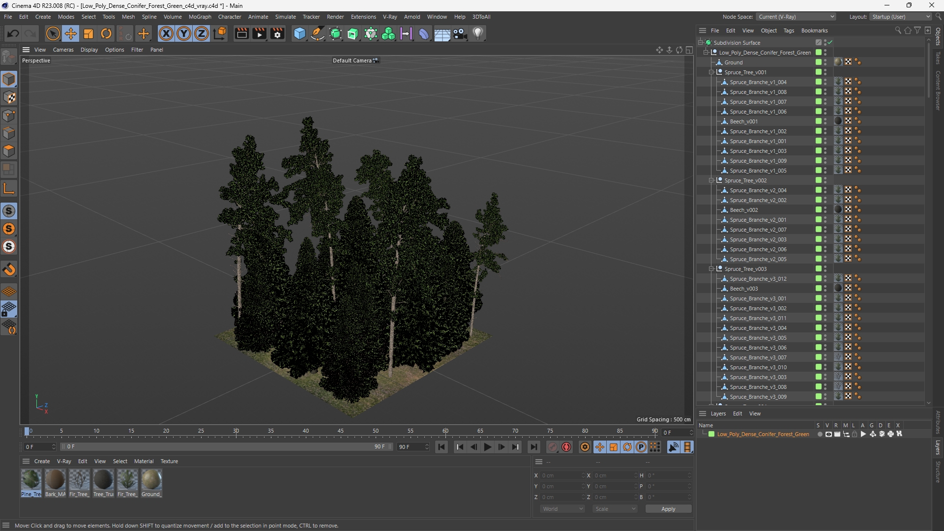 Low Poly Dense Conifer Forest Green - view 12