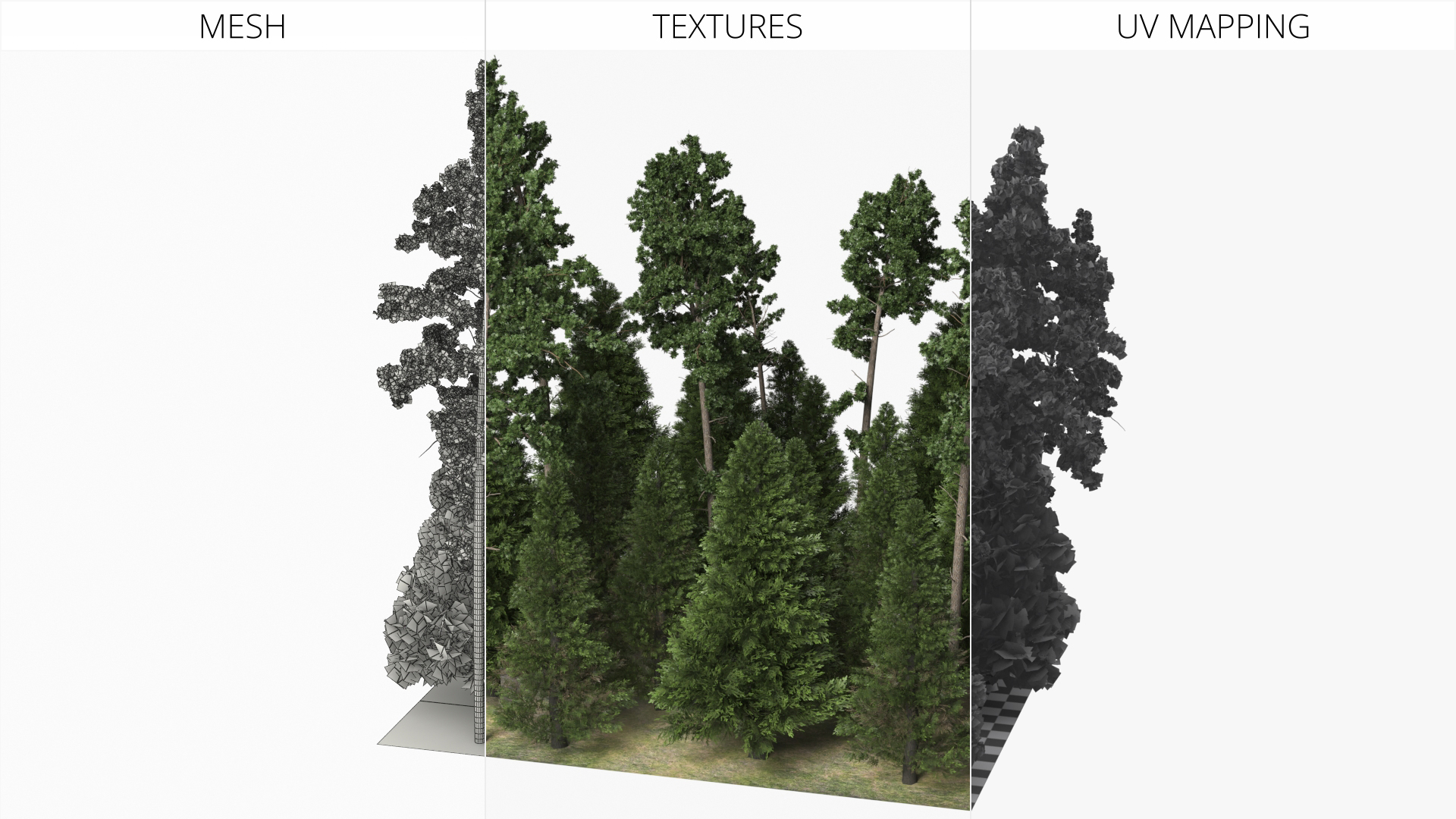 Low Poly Dense Conifer Forest Green - view 9
